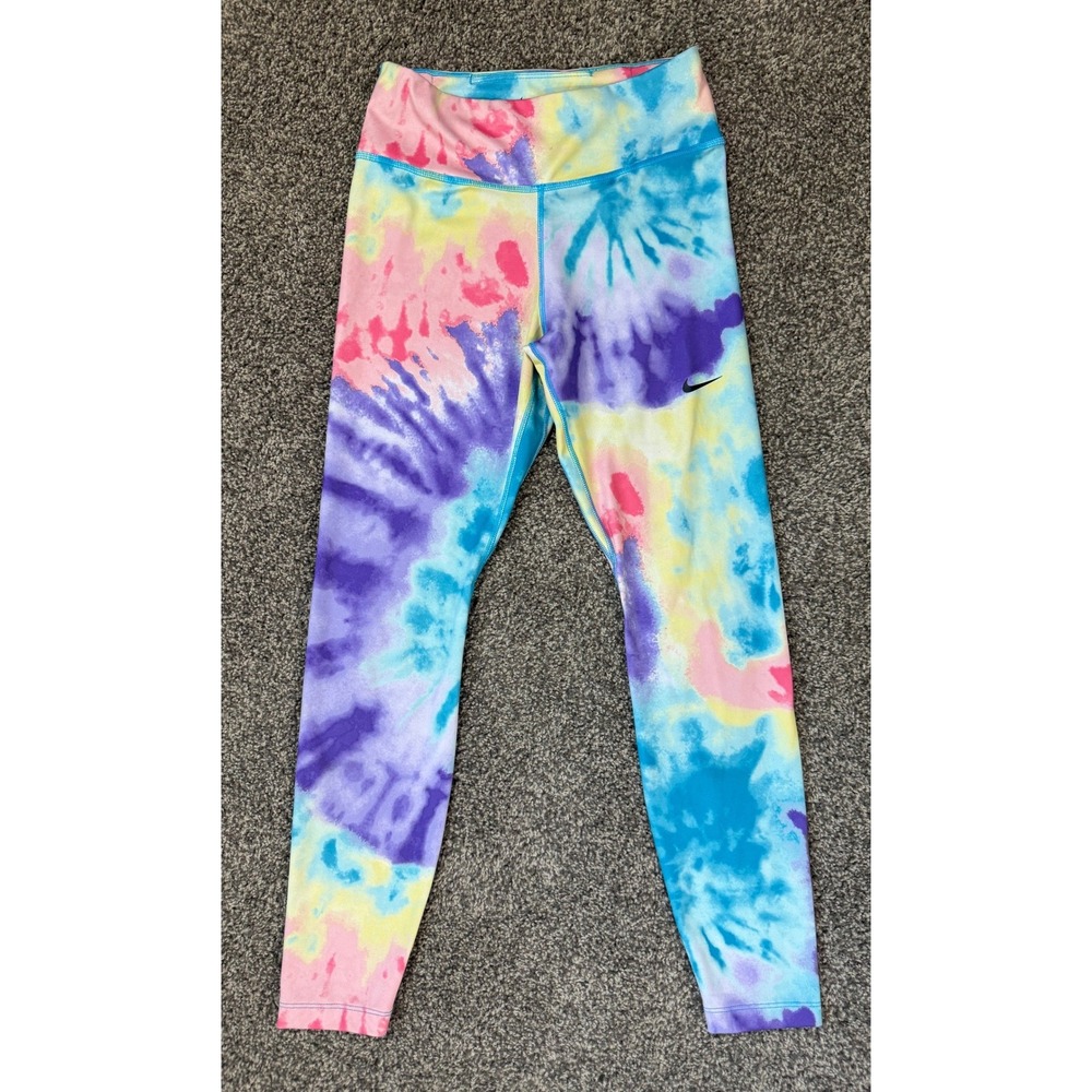 Nike Leggings Dri-Fit Women Size XS Tie Dye High Rise Yoga Running Rainbow
